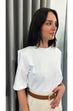 Vatkalı Bisiklet Yaka Kısa Kollu Bluz