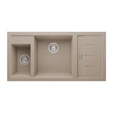 RealStone Aspendos P022 Damlalıklı Granit Evye 1000x500 mm Çift Göz Mutfak Evyesi - RealStone P022 Aspendos Cappuccino