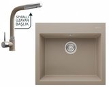 Realstone Didyma 60 Granit Eviye ve Sümela Spiralli Batarya Seti - 600x530 mm - Cappuccino