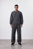 Erkek Respire Basic Oversize Sweatshirt Füme
