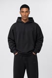 Erkek Respire Basic Oversize Hoodie Siyah