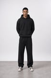 Erkek Respire Basic Oversize Hoodie Siyah
