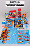 DEKOMUS İLE LİSANSLI HOT WHEELS FULL+FULL 31 PARÇA BESLENME KABI VE MATARA İLE STICKERLI KIRTASİYE SETİ ÇITÇIT DOSYA,KALEM,SİLGİ,KUMBARA,KALEMTRAŞ,RESİM DEFTERİ