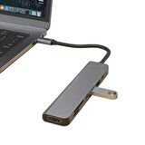 Aksesuarcı Apple Macbook Pro Huawei Dell Uyumlu Type-C To 4K Hdmı+Usb3.0+Sd/tf+Pd+Type-C, Taşınabilir 7in1 Adaptör