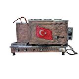 3 demlikli Bakır çay ocağı Bayrak Model 3 Gözlü Bakır Çay Kazanı Elektrik + Tüplü Bakır Çay Semaveri ETS sistemli