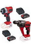 Einhell TE-CI 18 BL 2.5 Ah Çift Akülü Darbeli Vidalama + TE-HD 18 Li Matkap Set