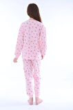Minimal Çiçek Detaylı Pembe Kız Çocuk Pijama Takımı