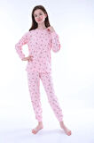 Minimal Çiçek Detaylı Pembe Kız Çocuk Pijama Takımı