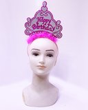 Happy Birthday Neon Pembe Renk Doğum Günü Tacı 24x15 cm (2)