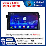 BMW 3 Serisi E46 1999-2005 Yıl 1GB Ram 16GB Hafıza 9 İnç Android 14 Cihaz Kablosuz Carplay Kablosuz Android Auto Multimedya Navigasyon Double Teyp Araç Monitor Ekran