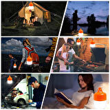 Ledx LN-OR100G 100 Watt TYPE-C Şarjlı Taşınabilir Asma Kancalı Kamp Çadır Lambası 6500K 1200Mah 3 Modlu ABS Malzeme