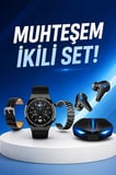 Kablosuz Bluetooth Bağlantılı Kulaklık ve Dokunmatik Ekran Akıllı Saat Arama Cevaplama