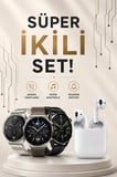 Akıllı Saat ve Kulaklık Seti Dokunmatik Ekran 5.0 Bluetooth Bağlantılı Sesli Görüşme