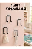 4 Adet Çok Amaçlı Yapışkanlı Askılık Ev Düzenleyici Duvar Askı Seti