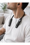 Uzun Kullanım Süreli Bluetooth Kulaklık Boyun Bantlı Mikrofonlu 600 Saat Müzik Süreli Ses ve Çağrı Kontrollü Kablosuz Kulaklık