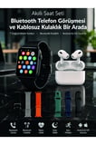 Bluetooth Telefon Görüşmeli Akıllı Saat Seti Kablosuz Bluetooth Kulaklık 7 Değiştirilebilir Kordon