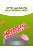 Bluetooth Retro Kablosuz Klavye ve Mouse Seti – 3 Cihaz Bağlantılı, Sessiz Tuş, Uzun Pil Ömrü