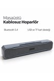 Metal Izgara Ön Yüzeyli Uzun Gövdeli USB Destekli Kablosuz Masaüstü Hoparlör