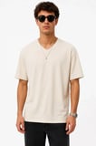 Modi Green Erkek V Yaka Basic Tişört Kısa Kol Yazlık Regular Fit T-Shirt - Bej