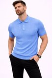 Modi Green Erkek Yazlık Triko Tişört Kısa Kol Polo Yaka Düğmeli T-Shirt - Bebek Mavisi
