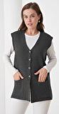 Kadın Anne Büyük Beden Fitilli Yün Triko Yelek