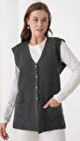 Kadın Anne Büyük Beden Fitilli Yün Triko Yelek