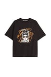 Y2k vintage Leopar Baskılı Sİyah T-shirt KOD 178