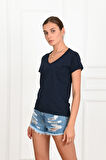 Kadın Basic Cepli Tshirt 8328