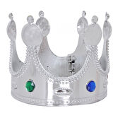 Plastik Kral Tacı Gümüş Renk Yetişkin 55 cm
