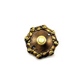 Antika Tarz Dekoratif Pirinç Güllü Kapı Zili - 75mm, Antik