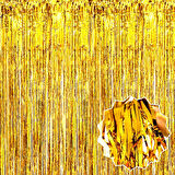 Altın Gold Renk Ekstra Metalize Parlak Saçaklı Arka Fon Perde İthal 1x2 Metre