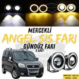 Fiat Doblo D2 2005-2010 Uyumlu Üniversal Mercekli Angel Sis Farı Metal Su Geçirmez 76 mm Sarı Halkalı Gündüz Farı Angel Eyes 2 Adet