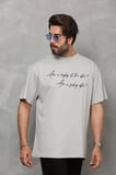 Modi Green Unisex Bisiklet Yaka Baskılı Oversize T-Shirt - Gri