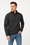 Modi Green Erkek Dik Yaka Sweatshirt Dik Yaka Yarım Fermuarlı 3 İplik Şardonlu Pamuk Kumaş - Antrasit