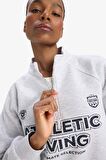 DeFactoFit Oversize Geniş Kalıp Dik Yaka Baskılı Sporcu Sweatshirt D7754AX25SPGR93