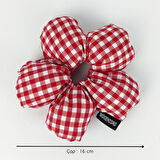 Woodycord El Yapımı Pötikare Desenli Scrunchies Toka - Kırmızı Beyaz
