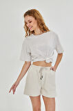 Pamuklu Relax Konforlu Oversize Kadın Tişört ve Şort Takımı 