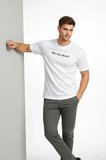 Modi Green Erkek Wafıl Kumaş Tişört Regular Kalıp Bisiklet Yaka Baskılı Günlük Basic T-Shirt - Beyaz