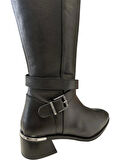 CASTLE BLACK CB-97900-1 KADIN DERİ TOPUKLU ÇİZME