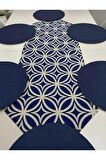 Amerikan&servis lacivert halka desen runner 6 mdf lacivert supla tasarim set