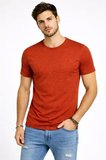 Modi Green Erkek Flam Kumaş Melanj Dokulu Regular Fit Tişört Bisiklet Yaka Yazlık T-Shirt - Kiremit