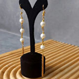 Uretti - Tuğba 9352 - 2306 El Yapımı İncili Zincir Küpe