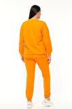Kadın Büyük Beden Basıc Şardonlu Turuncu Sweatshirt