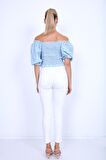 Beyaz Yırtık Skiny Denim Pantolon