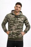Modi Green Erkek Kamuflaj Desenli 2 İplik 4 Mevsim Kapüşonlu Kanguru Cepli Hoodie Sweatshirt - Kamuflaj