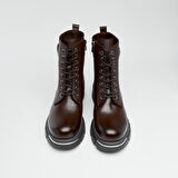 Hakiki Deri Fermuarlı Kadın Bot 