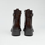 Hakiki Deri Fermuarlı Kadın Bot 