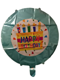 FOLYO BALON HAPPY BİRTHDAY MUMLU TURKUAZ 18' D.Ü 15 TL