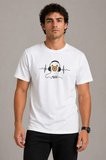 Modi Green Erkek Müzik Temalı Baskılı Tişört Bisiklet Yaka Kısa Kol T-Shirt - Beyaz