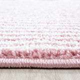 Yuvarlak Soft Yumuşak Çocuk Odası halısı kareli yıldız kalp bulut desenli Gri Pembe Beyaz